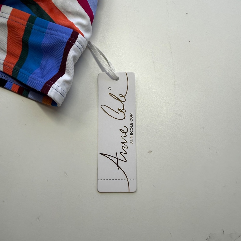 Anne Cole Womens Colorful Easy Breezy Stripe Beach Halter Bikini Swim Top Small - Picture 6 of 7